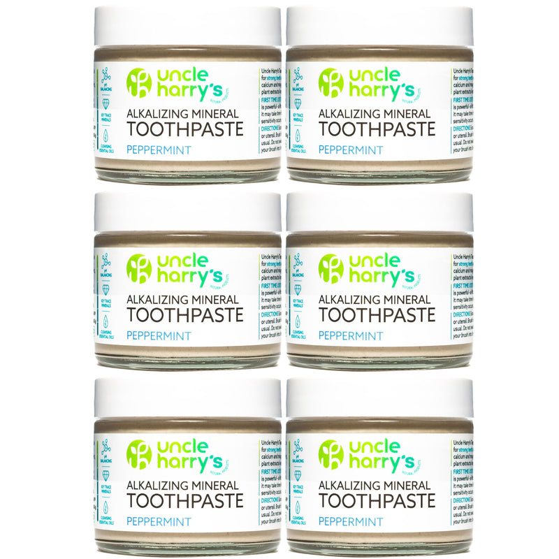 Uncle Harry's Fluoride-Free Remineralizing Toothpaste – Peppermint, 3oz (Pack of 6)