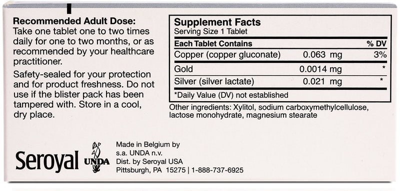 UNDA Gammadyn Cu-Au-Ag Oligo-Element Supplement | 30 Tablets