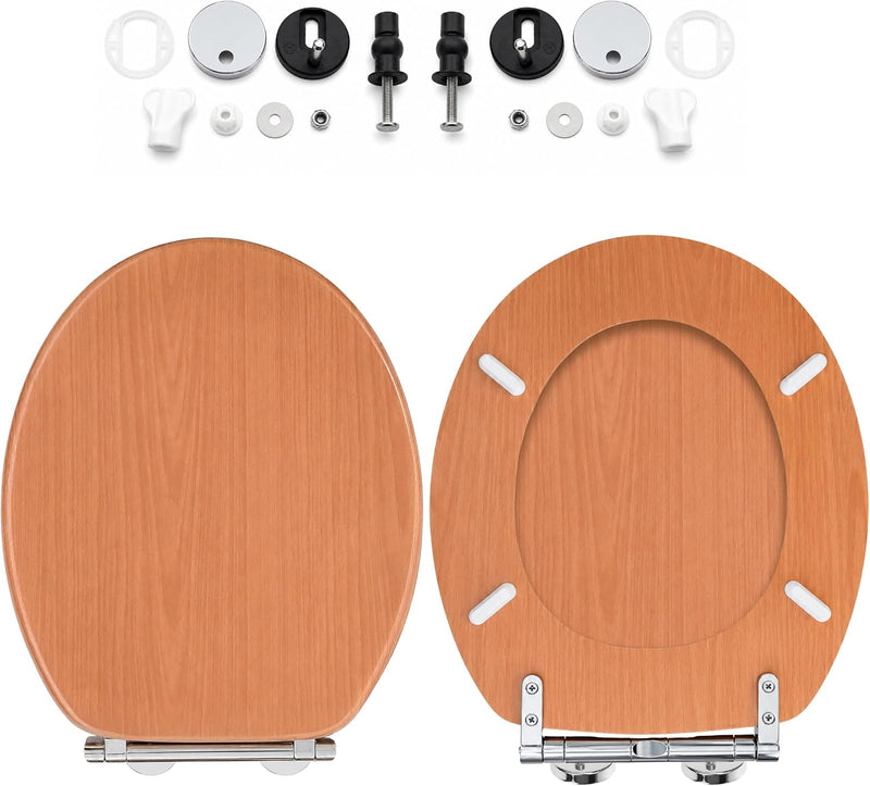 Antique Pine Soft Close MDF Toilet Seat with Quick Release 18 Inch