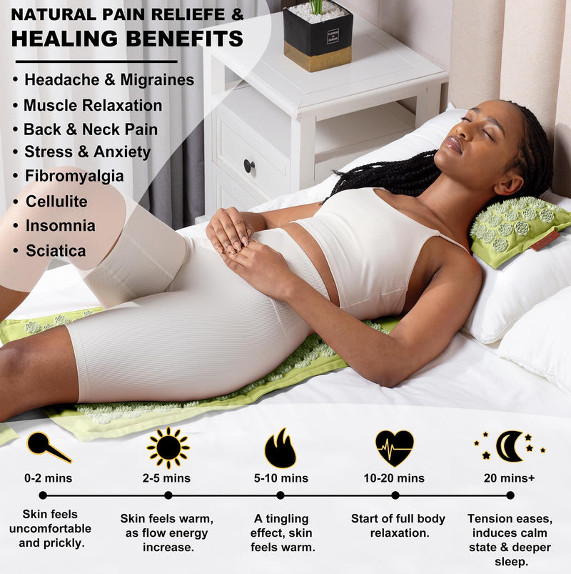 UNMERA Acupressure Mat & Pillow Set – Natural Linen & Coconut Fiber