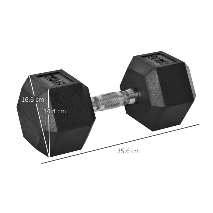 20KG Rubber Hex Dumbbell - Portable Hand Weight for Home Gym - HOMCOM