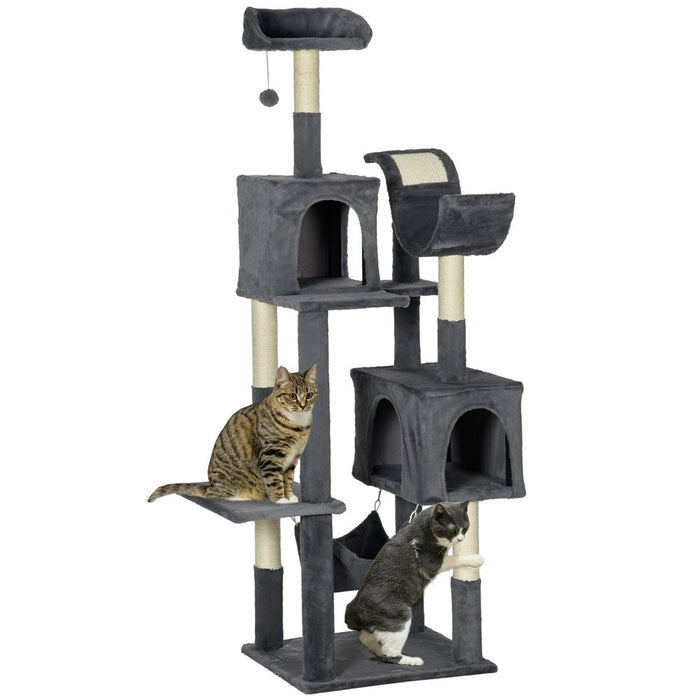 Premium Cat Tower with Hammock - Dark Grey. Perfect for Indoor Cats. Quality and Fun Guaranteed!