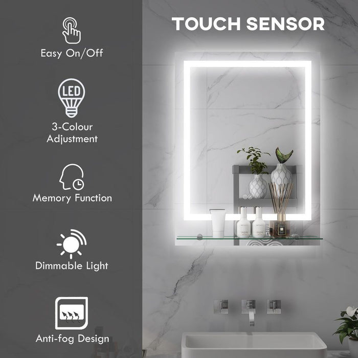 Brighten up your bathroom with the kleankin Dimmable LED Bathroom Mirror - 3 Colors, Defogging Film!