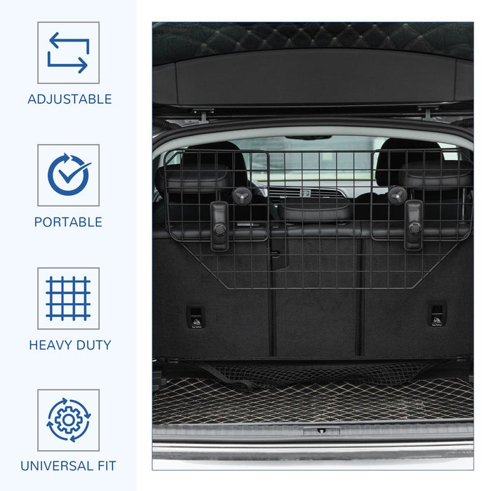 PawHut Heavy Duty Pet Dog Guard Wire Mesh Car Barrier Adjustable Auto SUVs Vehicle Fence Safety Grill Black