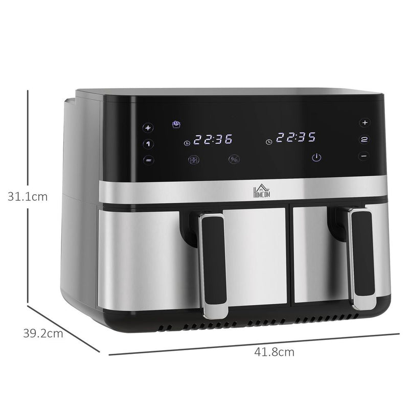 HOMCOM Dual Zone Air Fryer 8.5L with SYNCFinish 2700W - 2x the Taste, Double the Speed, Ultimate Precision