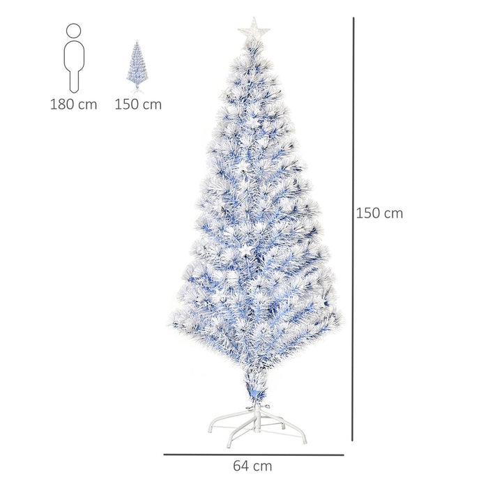 Artificial Fibre Christmas Tree Seasonal Deco 21 LED Easy Store 5FT White Blue