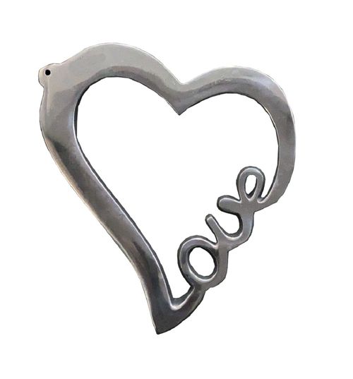 20CM NICKEL PLATED HANGING HEART