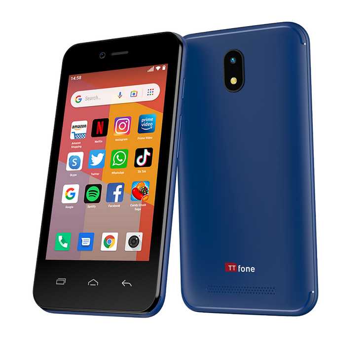 TTfone Blue TT20 Dual SIM Phone + Charger & EE Pay As You Go SIM