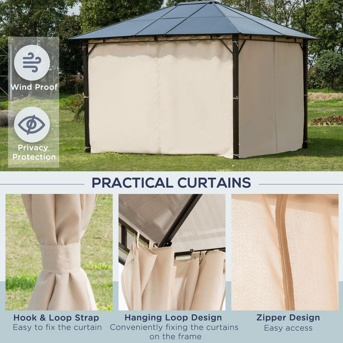 Elegant 3.6x3m Hardtop Gazebo with Polycarbonate Roof - Brown Outsunny