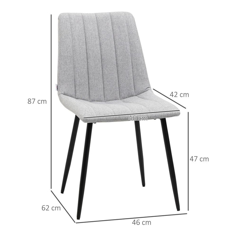 HOMCOM Modern Dining Chairs Set of 2 with Linen-touch Upholstery and Steel Legs