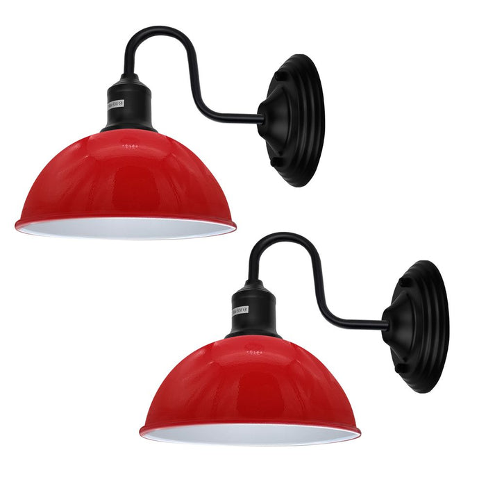 Modern Industrial Red Swan Neck Metal Arm E27 Sconce Wall Light Set Fixture