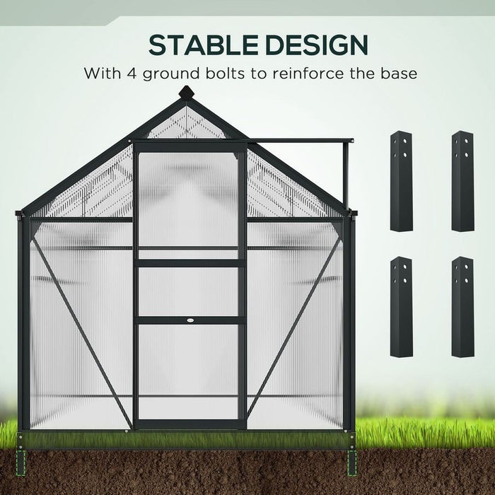 High-Quality 6x10ft Polycarbonate Greenhouse w/ Aluminium Frame & Slide Door - Perfect for All Plants