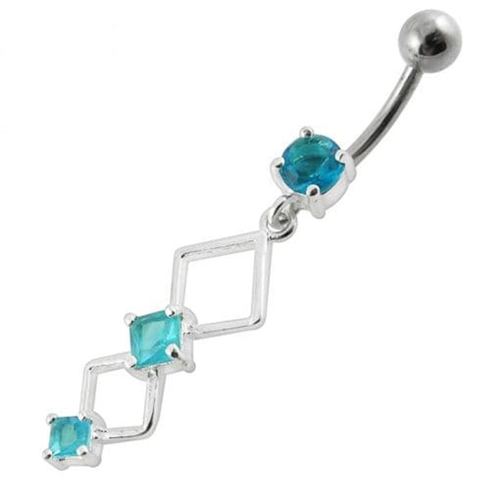 Fancy Jeweled Dangling Curved Bar Navel Ring Body jewelry