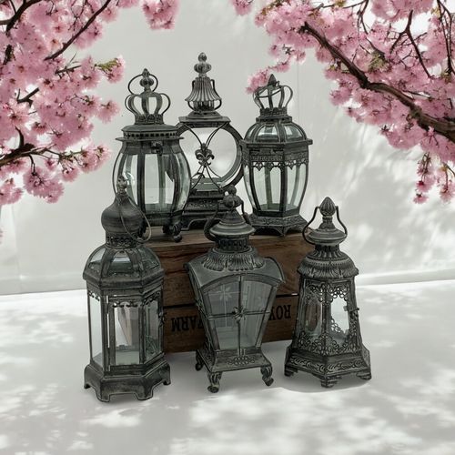 40CM BRONZED 6 ASST METAL GARDEN LANTERNS