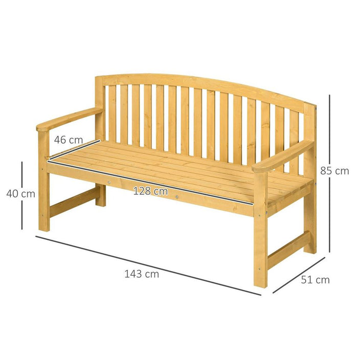 Premium 2-Person Outdoor Wooden Garden Bench with Armrest - Orange