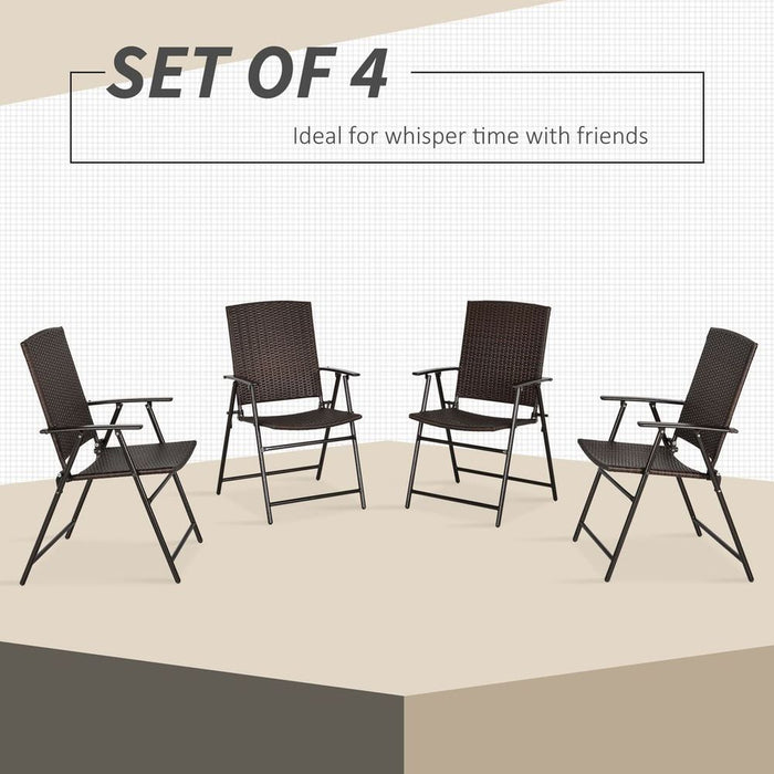 Outsunny 4pcs Rattan Chair: Stylish, Durable, Weather-Resistant. Folding & Easy to Clean. Perfect for Garden & Outdoor Spaces.