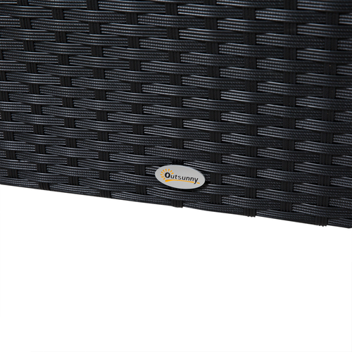 4-Seater Rattan Wicker Garden Patio Sofa Storage & Table Set Black