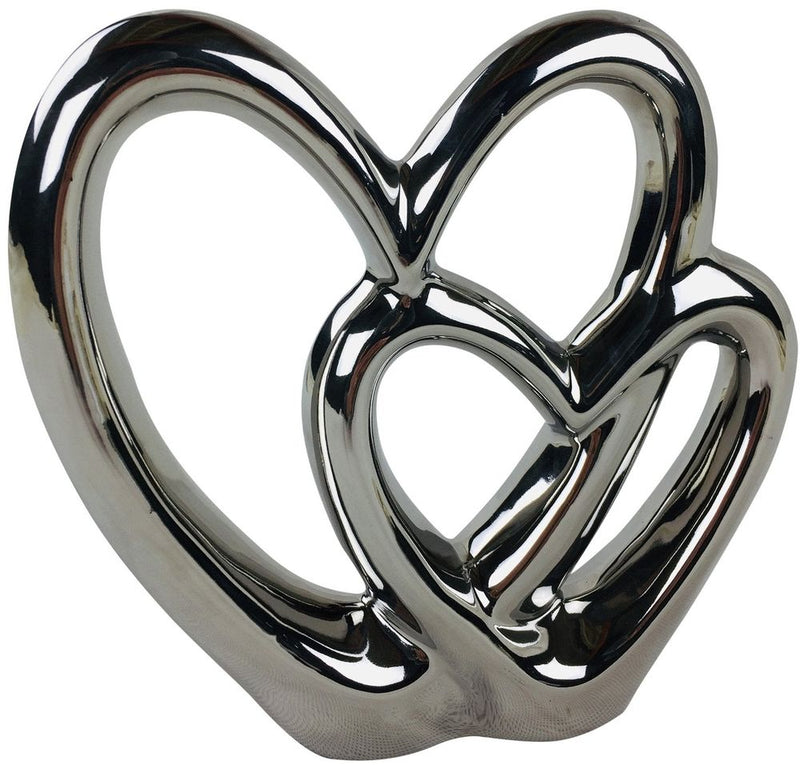 Premium Ceramic Double Heart Ornament - 21cm