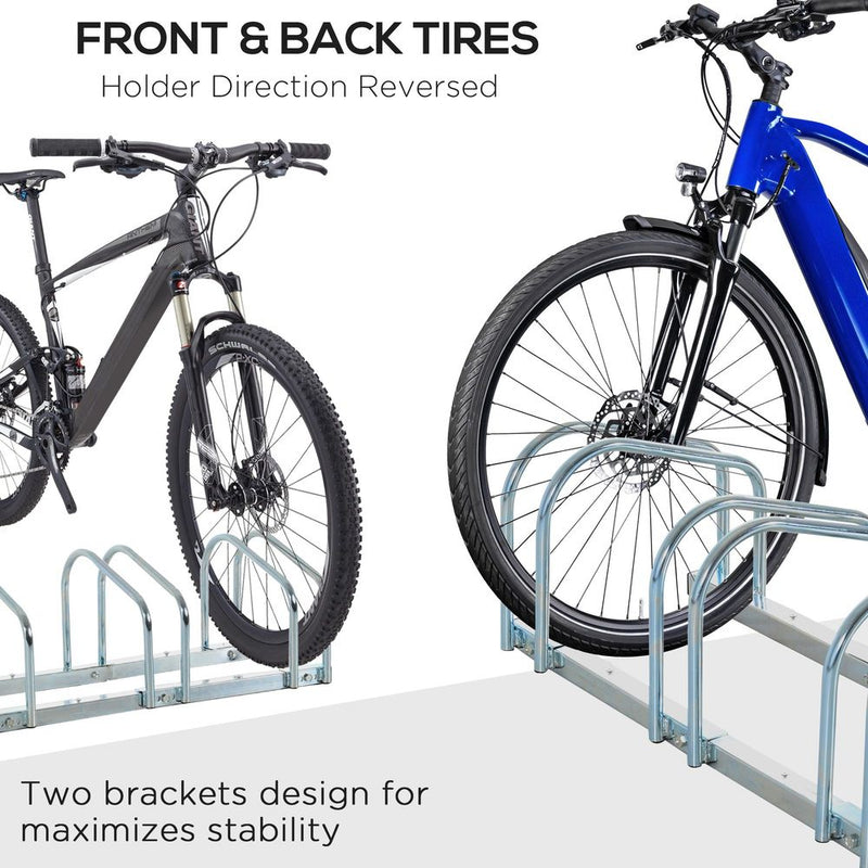 HOMCOM Bike Stand Parking Rack Floor or Wall Mount Bicycle Cycle Storage Locking Stand (6 Racks, Silver)