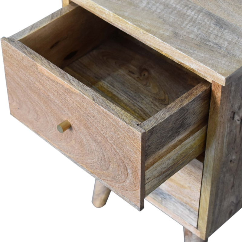 Artisan Furniture Solid Wood Oak-ish Bedside, Brown, 2 Drawers