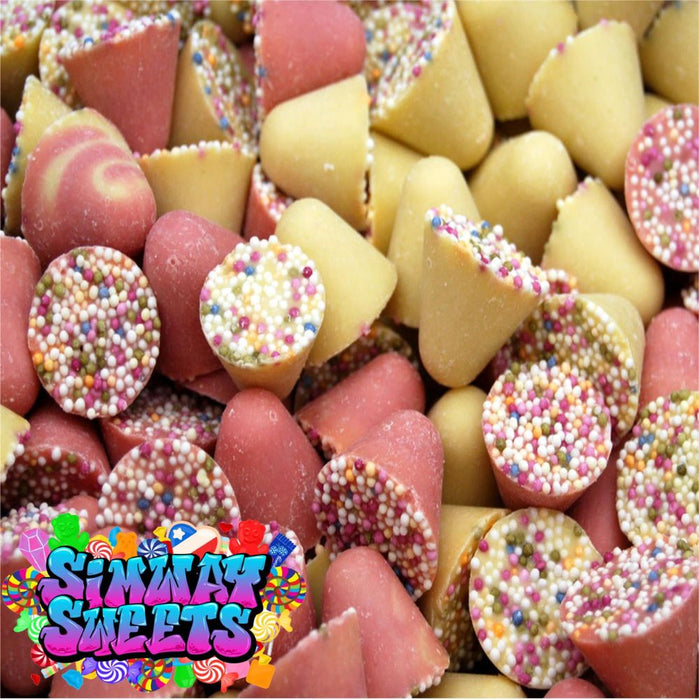 Juicy Strawberry & Cream Spinning Tops - Retro Sweets in a Gift Jar