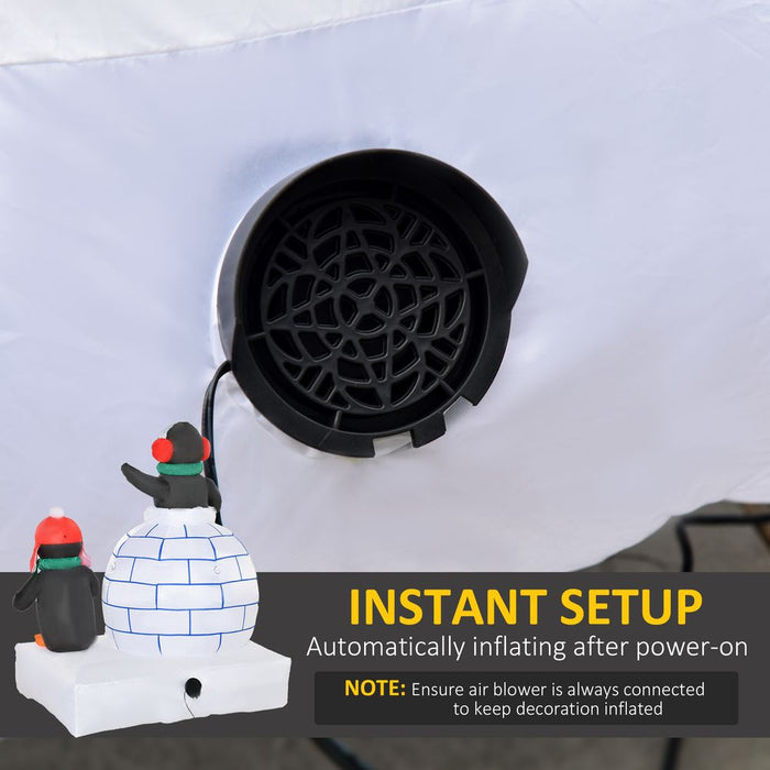 5ft Christmas Inflatable Penguins Wearing a Scarf with Ice House In & outdoors