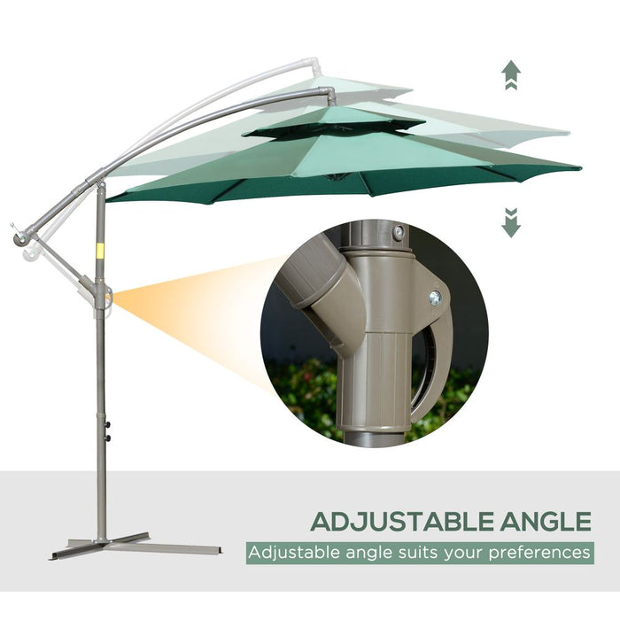 Stylish 2.7m Banana Parasol Cantilever Umbrella - Green