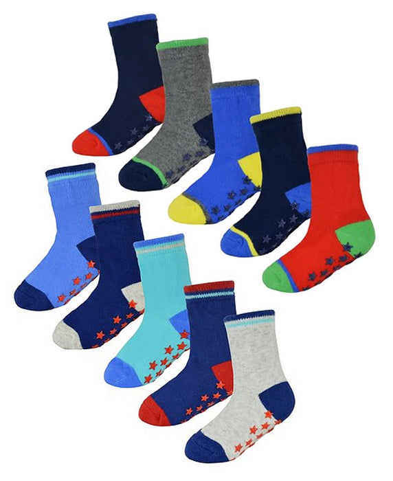 Baby Boys 10 Pack Heel & Toe Socks with Grippers