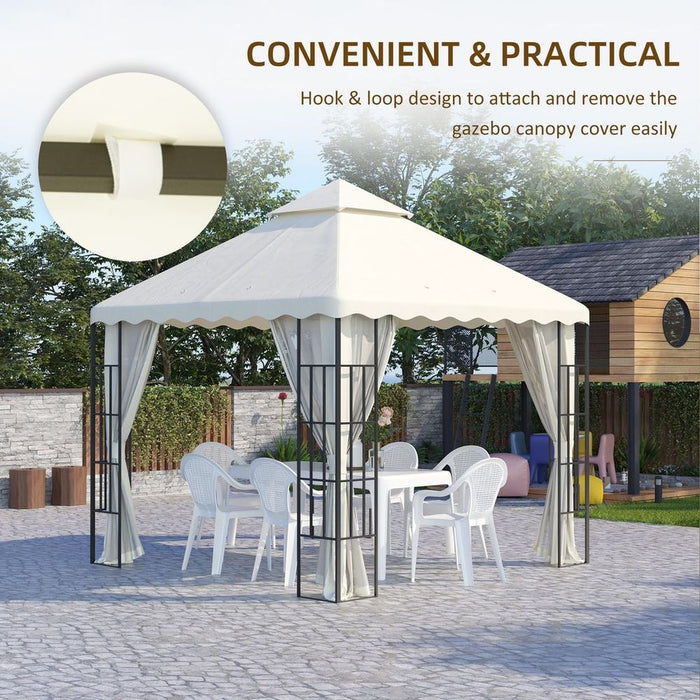 Outsunny 3x3 Gazebo Canopy Replacement - Cream, 2-Tier Roof, Premium Quality