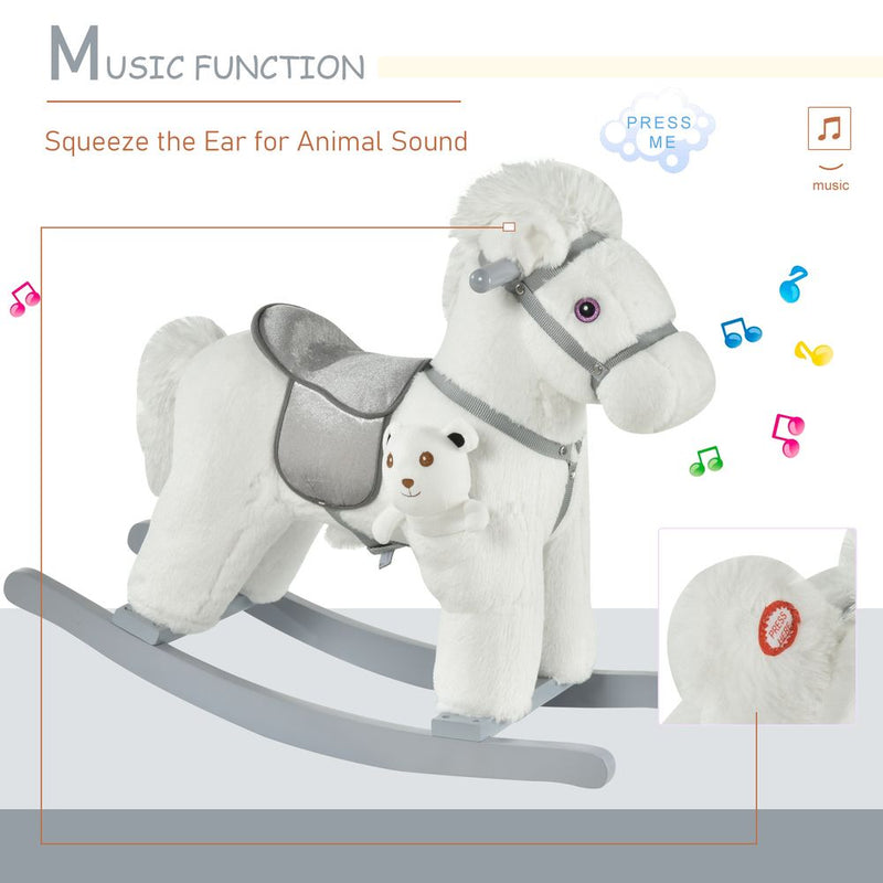 Kid's Plush Ride-On Rocking Horse | Soft Toy Grip | HOMCOM