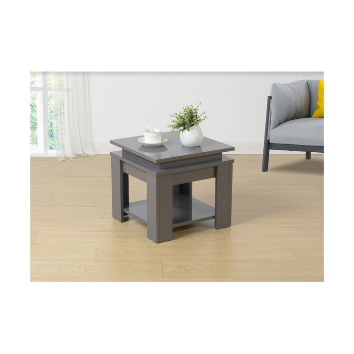 EFFULGENCE Grey Square Side Table - Blue LED Light - Premium Quality