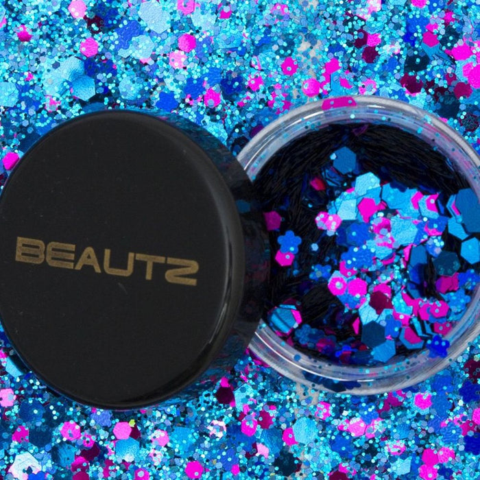 Beautz Chunky Glitter - 5 Varieties - 10ml Pot - 5g of Cosmetic Glitter - Mermaid