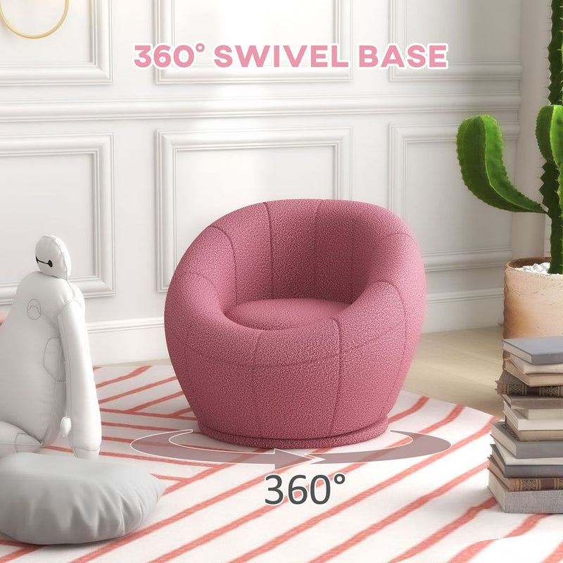 HOMCOM Modern Round Boucle Armchair Accent Chair for Living Room Bedroom Pink