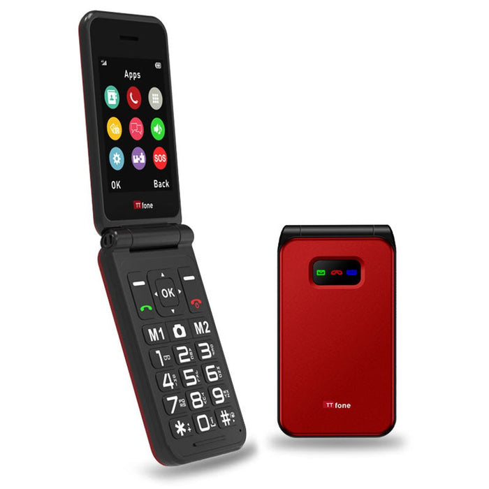 TTfone Red TT760 Flip 4G Mobile, USB C Cable, EE Pay As You Go