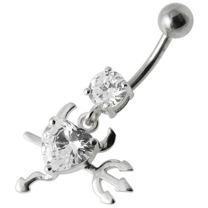 Jeweled Devil heart Dangling Belly Ring