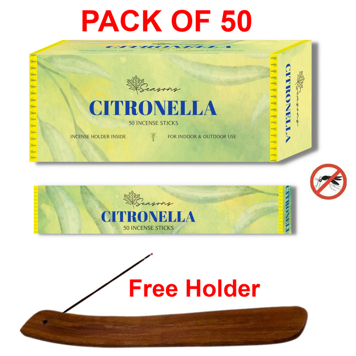 Citronella Incense Sticks For Outdoor, Garden, Kitchen, Home, Camping - Bugs, Mosquitoes and Insects Away With 3 Incense Holders