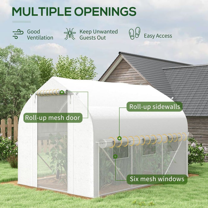 Premium 3x2m Polytunnel Greenhouse: Roll Up Sidewalls, Mesh Door, Plant Labels - Enhance Your Gardening Experience!