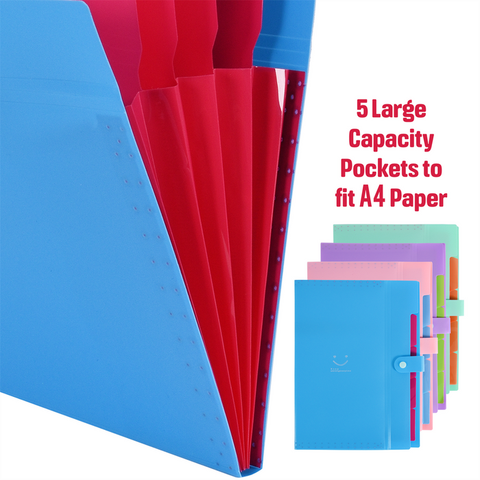 ASAB Colorful Plastic File Organizers - Pack of 4 - Waterproof, Tear-Resistant - Perfect for Home, Office & School