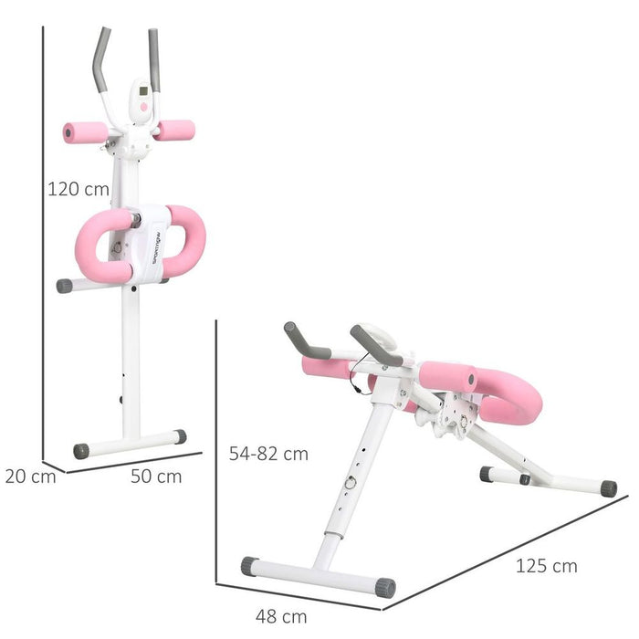 Foldable Ab Machine, Adjustable Height, LCD Monitor - Best Quality Abs Trainer for Home Gym - Comfortable & Easy Storage