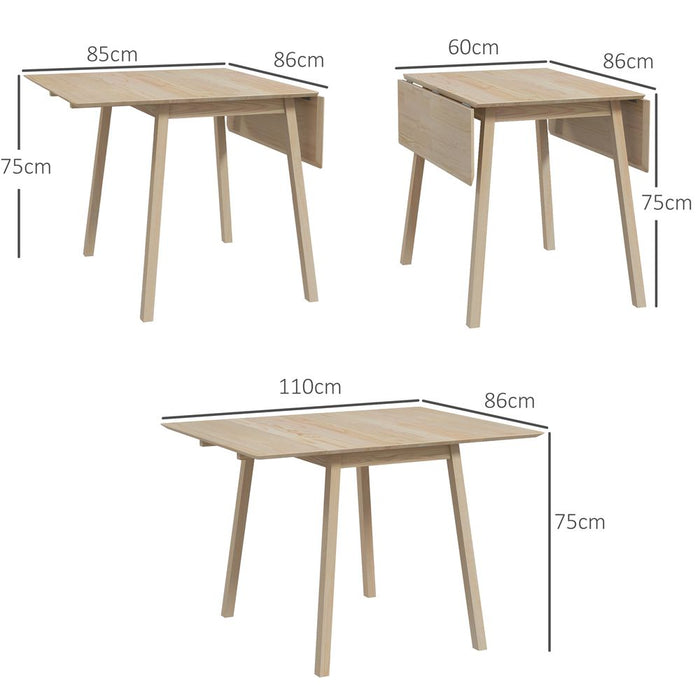 Versatile Drop Leaf Kitchen Table | Extendable Dining Table for Small Spaces | 2-4 Seater