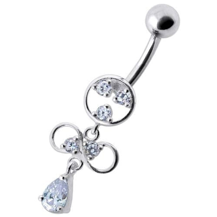 Fancy CZ Jeweled infinity logo Dangling Belly Navel Ring