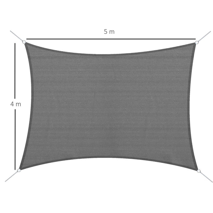 Premium 5 x 4m Sun Shade Sail - UV Protection, Grey