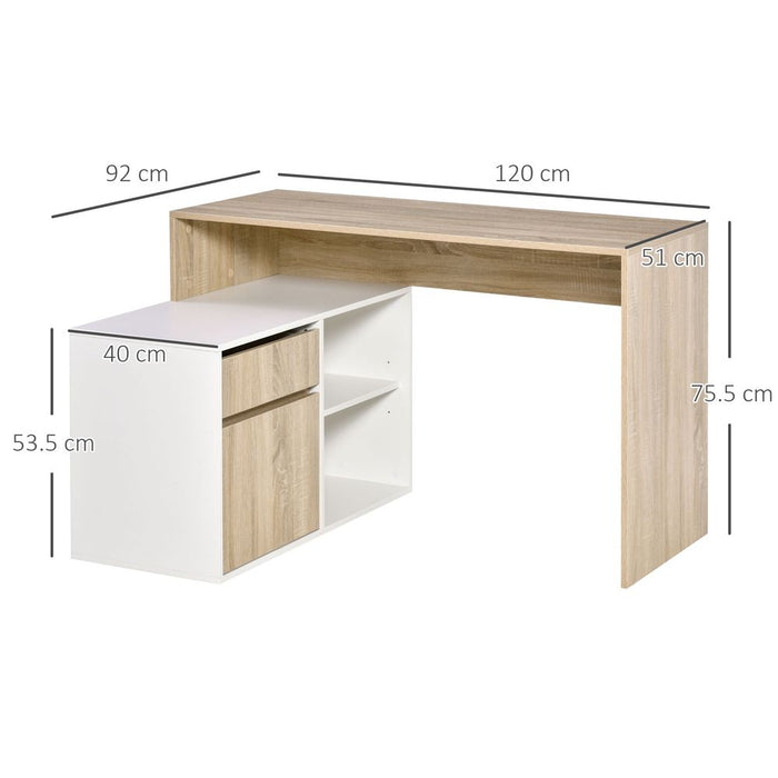 L-Shaped Corner Computer Desk - Oak and White