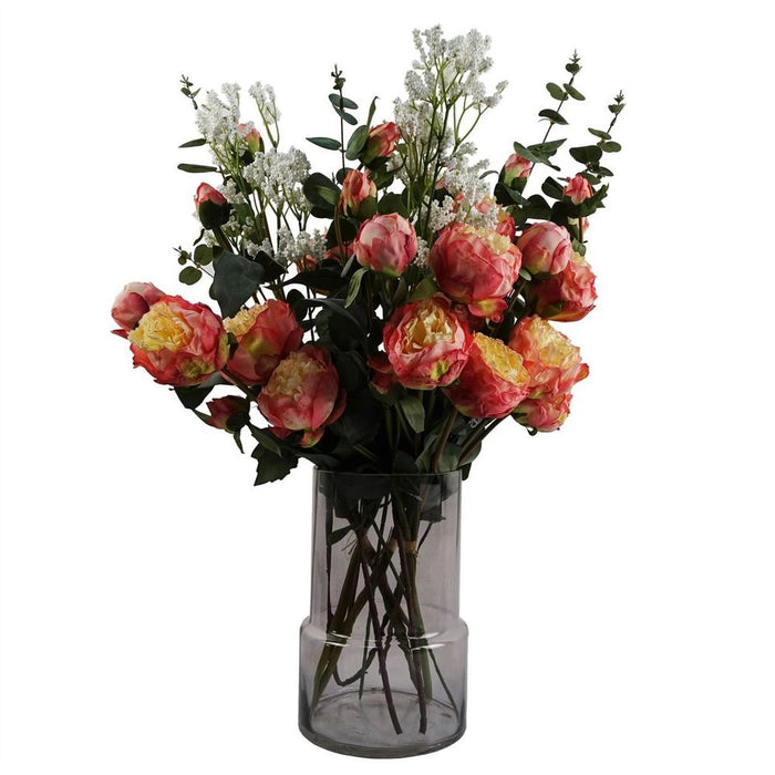 26cm Grey Smoke Glass Vase: Versatile & Elegant Décor Accessory for Real & Artificial Flowers