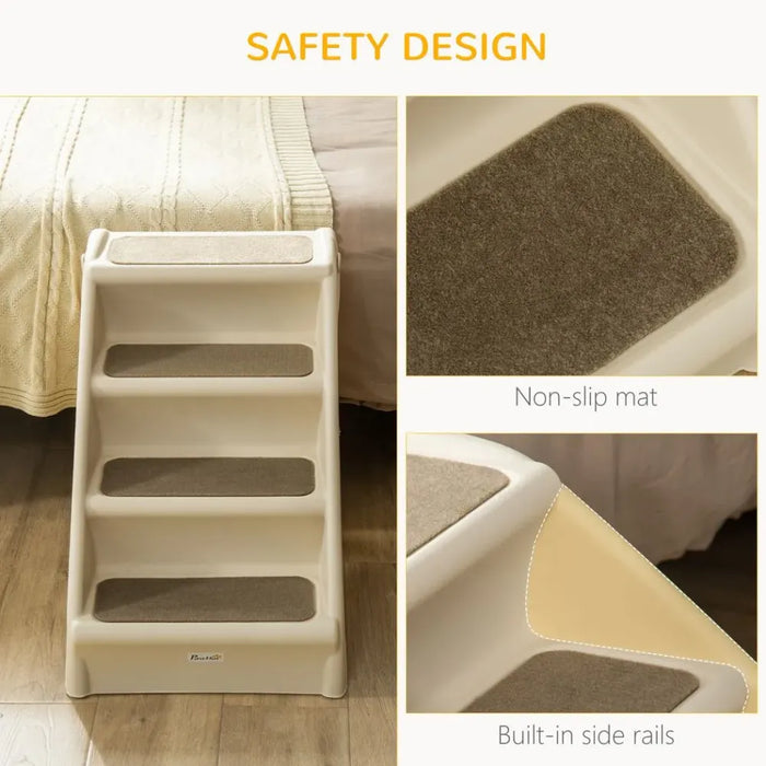 Portable Dog Steps - Non-Slip Pet Stairs for Bed, Sofa - Elderly, Disabled Pets - Beige