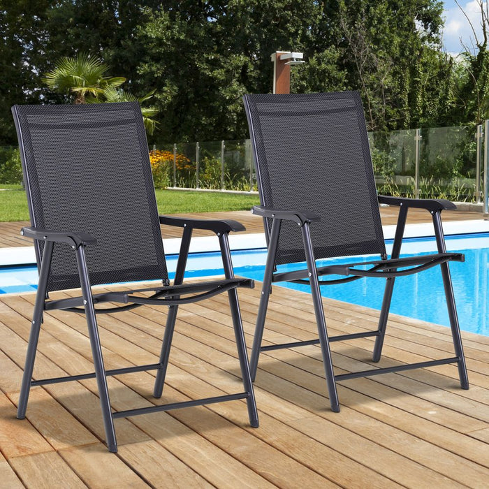 Premium 2-Piece Outdoor Patio Armchairs - Folding, Modern, Black - High-Quality Furniture - Professional Seller