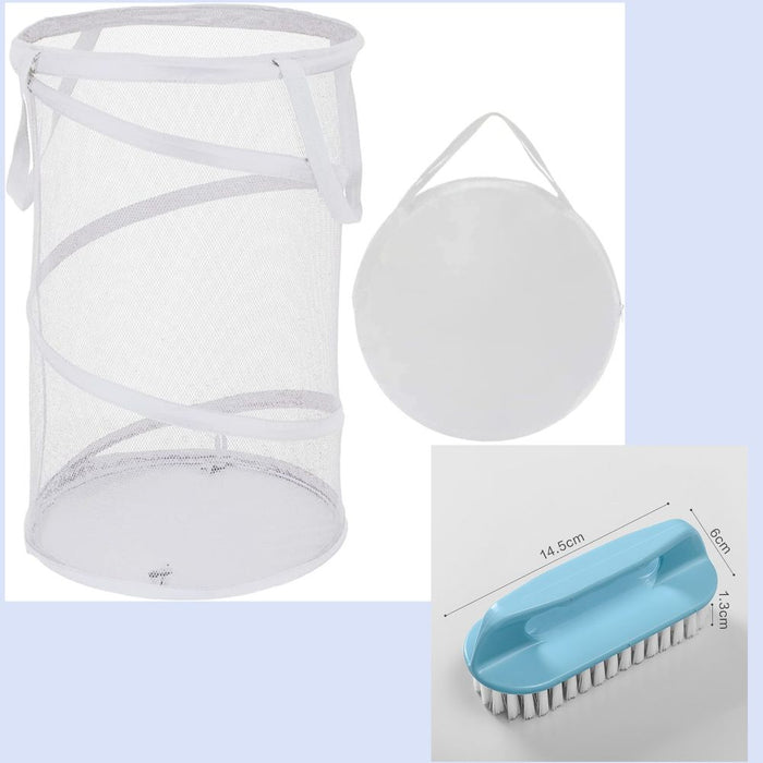 Large Collapsible Laundry Basket Foldable Mesh Pop Up Hamper with Handles for Laundry Room, Bath, Kids Room, College Dorm, Travel, Storage Organizer White