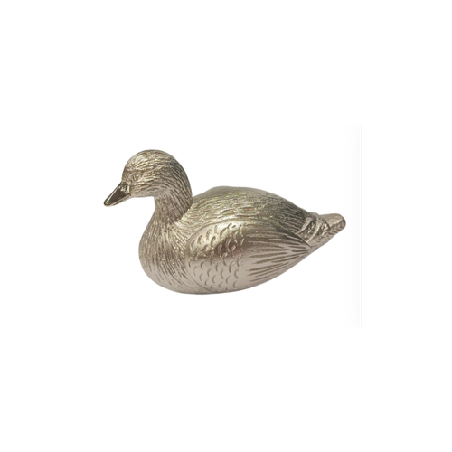 Miniature Clock Silver Plated Duck Solid Brass IMP92S - CLEARANCE NEEDS RE-BATTERY