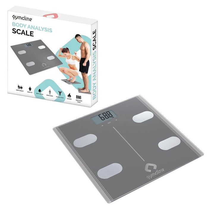 Gymcline Body Analysis Scale w/ BMI Report & Calorie Intake Guide, Space Grey