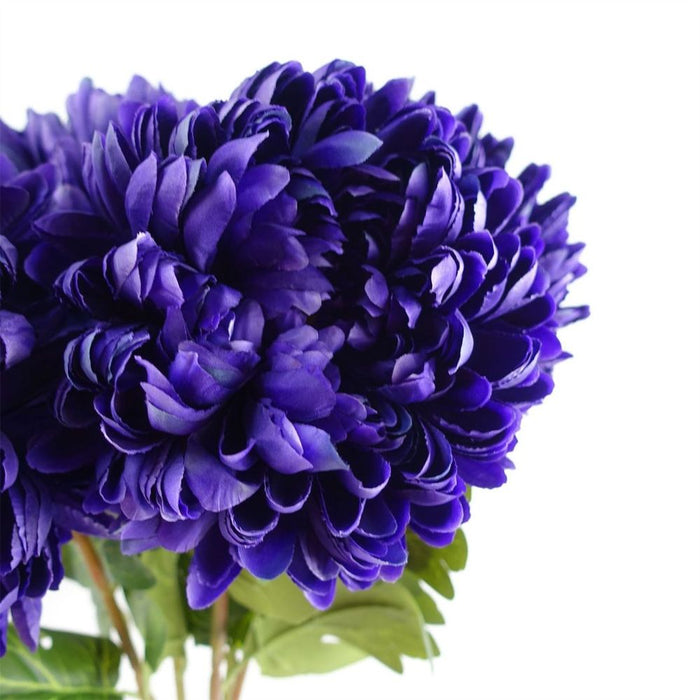 6 Extra Large Purple Reflex Chrysanthemum - Silk Petals